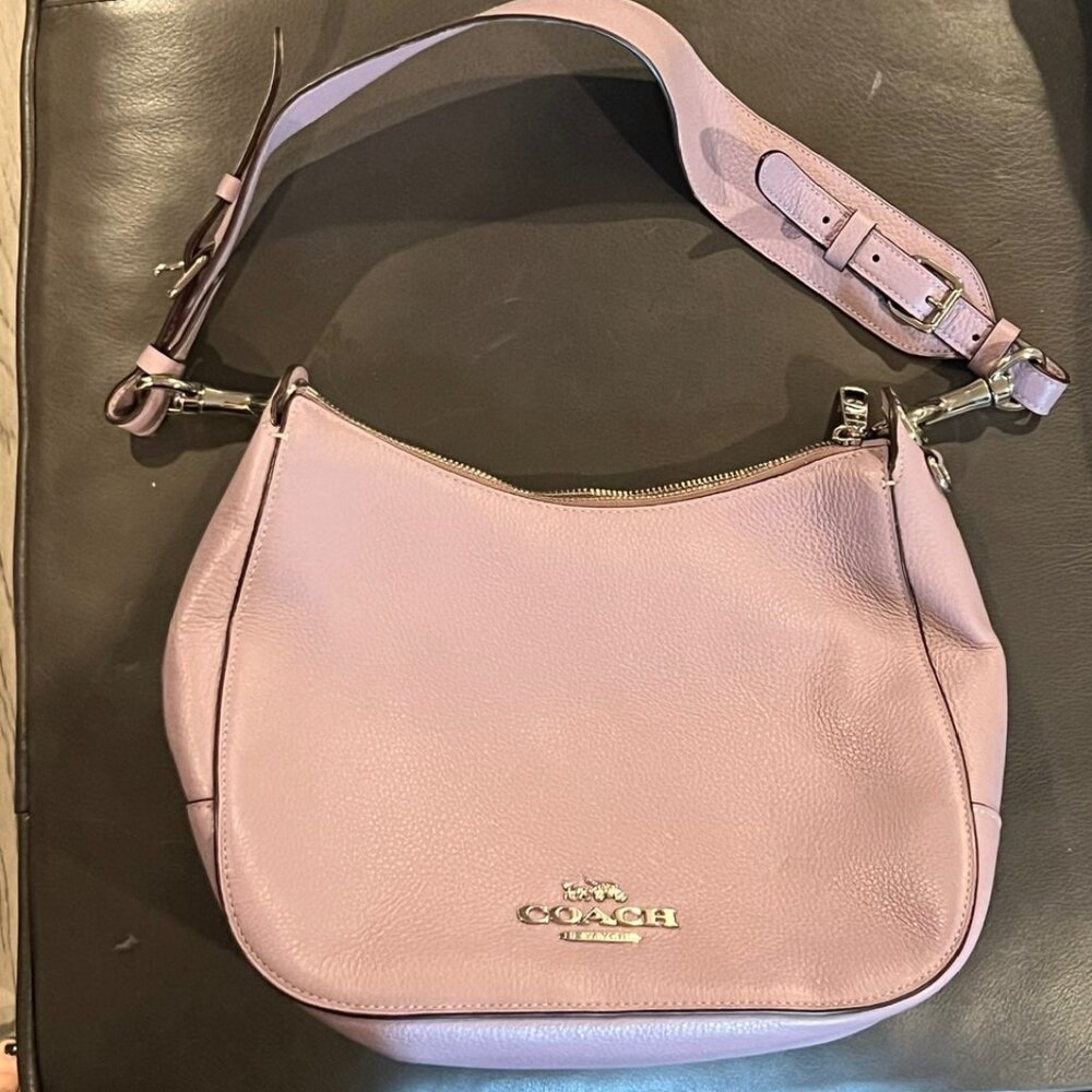 Coach Jes Hobo Shoulder Bag in Light Lavender Pebbled Leather